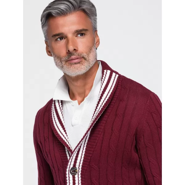  Férfi kardigán OMBRE OM-SWCD-0196 BURGUNDIA 