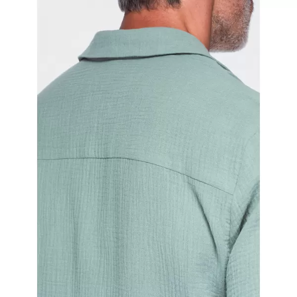  Férfi ing OMBRE OM-SHSS-0223 PASZTELL ZÖLD 