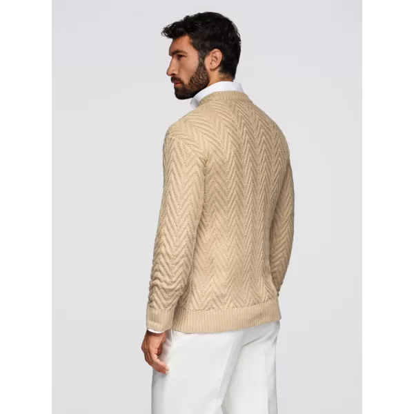  Férfi pulóver OMBRE OM-SWSW-0190 HOMOK 