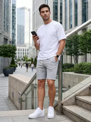 Férfi rövidnadrág DSTREET SX2621 VILÁGOSSZÜRKE