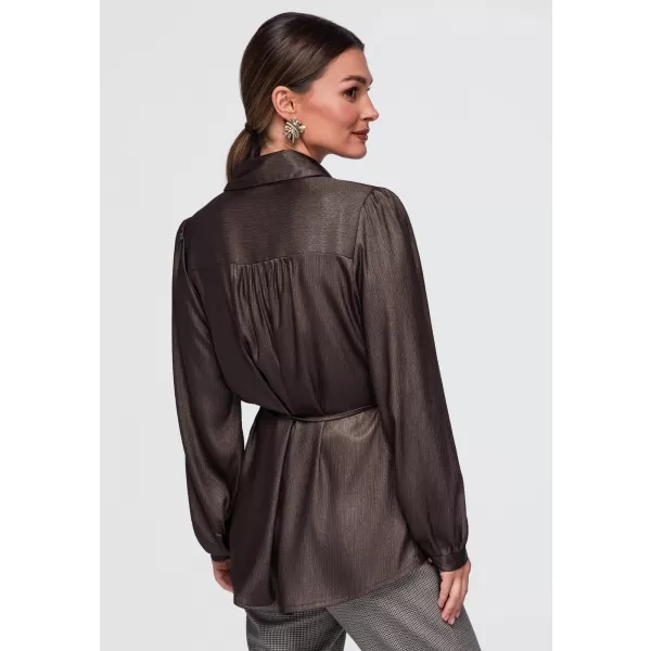  Női ing OMBRE OW-SH-E0071 BARNA 