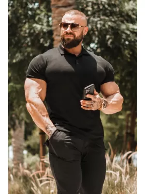 Férfi pólók NEBBIA MIKE MUSCLE FIT POLO 157 FEKETE
