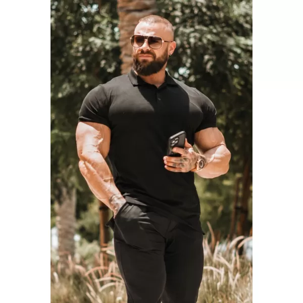  Férfi pólók NEBBIA MIKE MUSCLE FIT POLO 157 FEKETE 