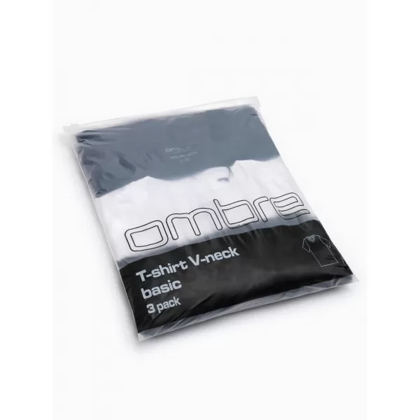  Férfi póló OMBRE OM-TSBS-0281 FEKETE/FEHÉR/KÉK 