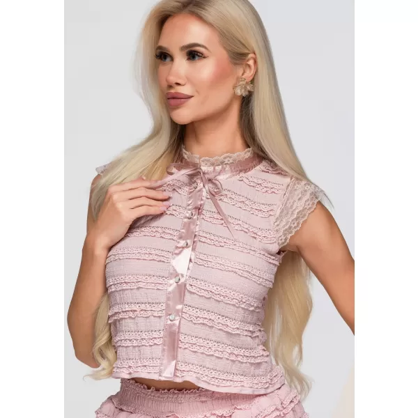  Női blúz OMBRE OW-TS-E0066 RÓZSASZÍN 