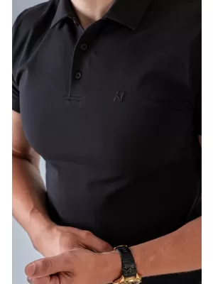 Férfi pólók NEBBIA MIKE MUSCLE FIT POLO 157 FEKETE