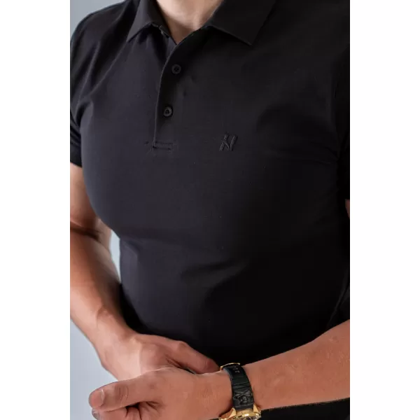  Férfi pólók NEBBIA MIKE MUSCLE FIT POLO 157 FEKETE 