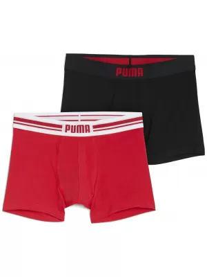 Férfi boxerek PUMA MEN EVERYDAY PLACED LOGO BOXER 2P 93847605 PIROS/FEKETE