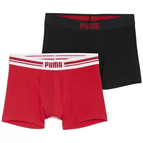  Férfi boxerek PUMA MEN EVERYDAY PLACED LOGO BOXER 2P 93847605 PIROS/FEKETE 