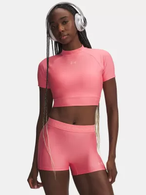Női póló UNDER ARMOUR HEATGEAR CROP MOCK SS 6010006-600 RÓZSASZÍN
