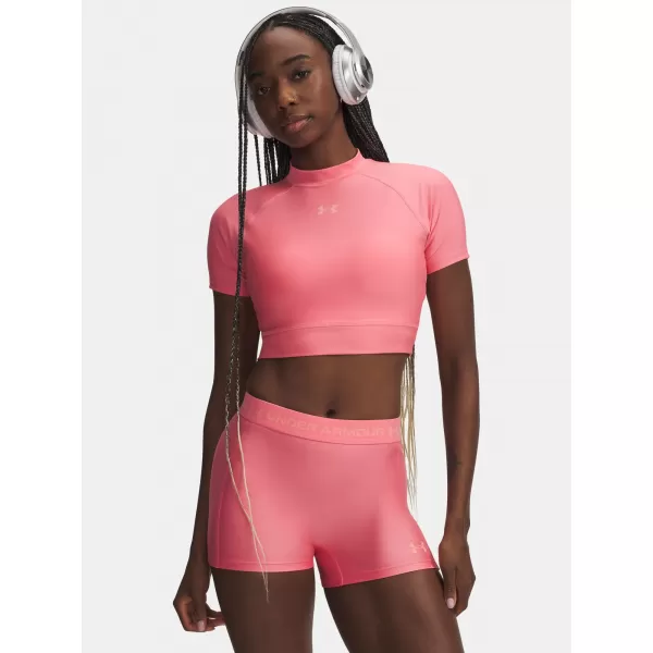  Női póló UNDER ARMOUR HEATGEAR CROP MOCK SS 6010006-600 RÓZSASZÍN 