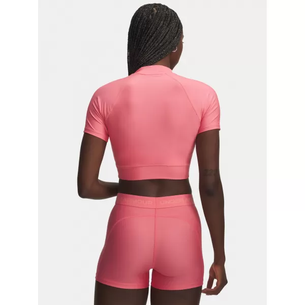  Női póló UNDER ARMOUR HEATGEAR CROP MOCK SS 6010006-600 RÓZSASZÍN 