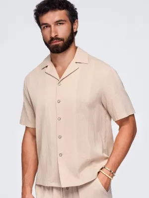 Férfi ing OMBRE OM-SHSS-0221 VILÁGOSBARNA