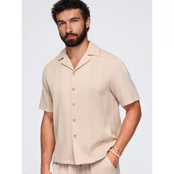  Férfi ing OMBRE OM-SHSS-0221 VILÁGOSBARNA 