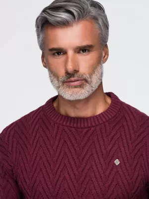 Férfi pulóver OMBRE OM-SWSW-0190 BURGUNDIA