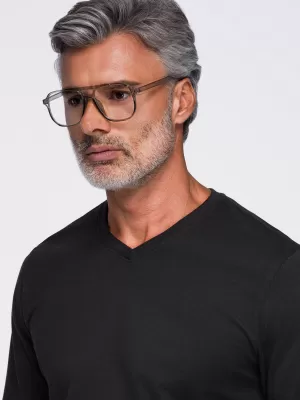 Férfi póló OMBRE OM-LSBL-0143 FEKETE