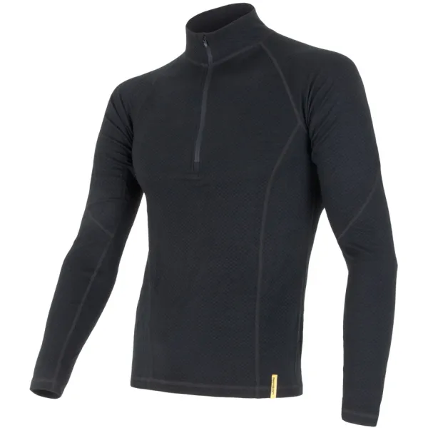  Férfi aláöltözet SENSOR Double Face Merino Wool rolák zip FEKETE 