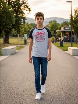 Fiú T -póló rövid ujjú SAM 73 BT 539 VILÁGOSSZÜRKE