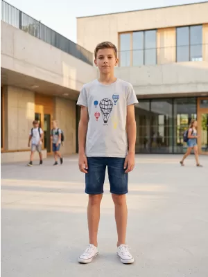 Fiú rövid ujjú póló SAM 73 KTSR256 VILÁGOSSZÜRKE