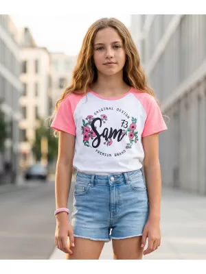 Rövid ujjú lány póló SAM 73 GT 540 NEON