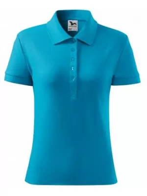 Női póló gallérral MALFINI COTTON 213 TÜRKIZ