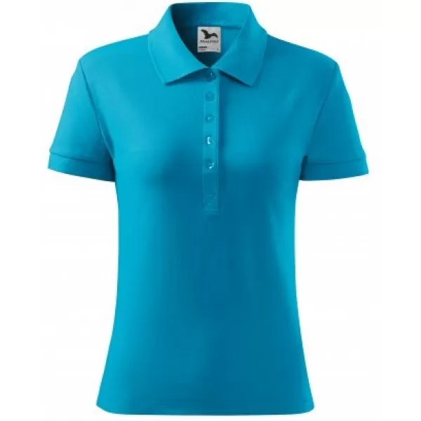  Női póló gallérral MALFINI COTTON 213 TÜRKIZ 