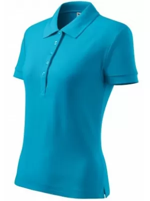 Női póló gallérral MALFINI COTTON 213 TÜRKIZ