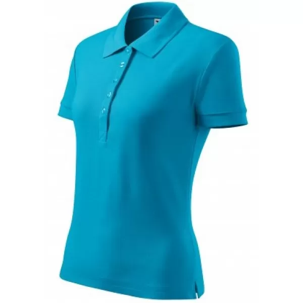  Női póló gallérral MALFINI COTTON 213 TÜRKIZ 