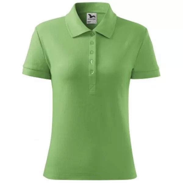  Női póló gallérral MALFINI COTTON 213 FŰ ZÖLD 