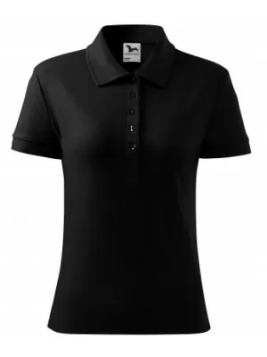 Női póló gallérral MALFINI COTTON 213 FEKETE