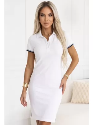Női ruha gallérral MALFINI PREMIUM DRESS UP 271 FEHÉR