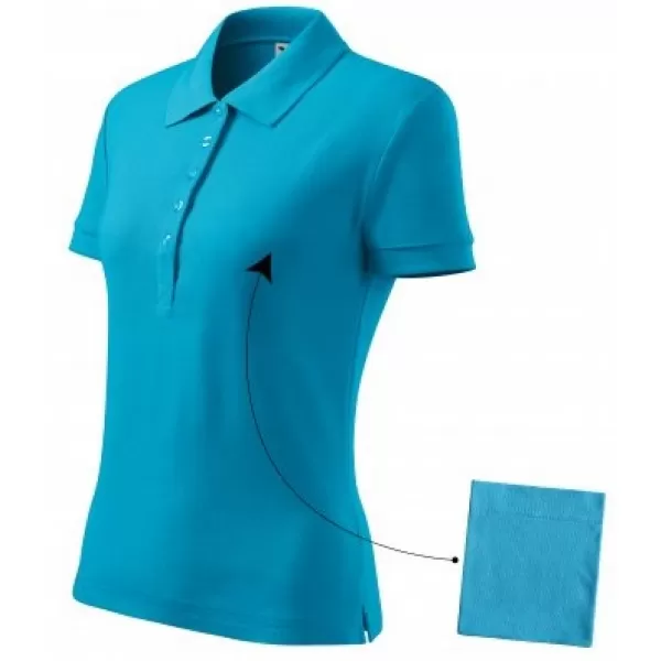  Női póló gallérral MALFINI COTTON 213 TÜRKIZ 