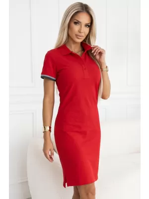Női ruha gallérral MALFINI PREMIUM DRESS UP 271 PIROS KÉPLET