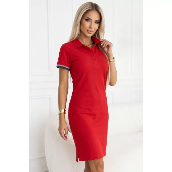  Női ruha gallérral MALFINI PREMIUM DRESS UP 271 PIROS KÉPLET 