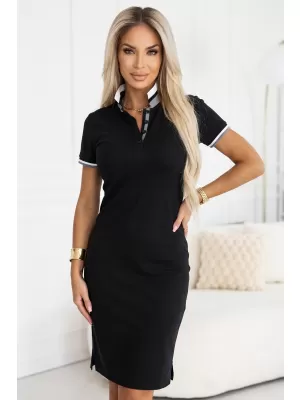 Női ruha gallérral MALFINI PREMIUM DRESS UP 271 FEKETE
