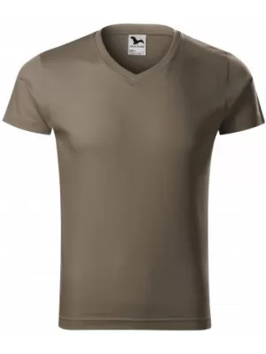 Férfi póló MALFINI SLIM FIT V-NECK 146 HADSEREGEK