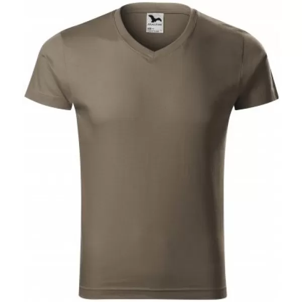  Férfi póló MALFINI SLIM FIT V-NECK 146 HADSEREGEK 