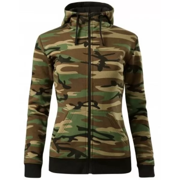  Női pulóver MALFINI CAMO ZIPPER C20 TEREPSZÍNŰ BARNA 