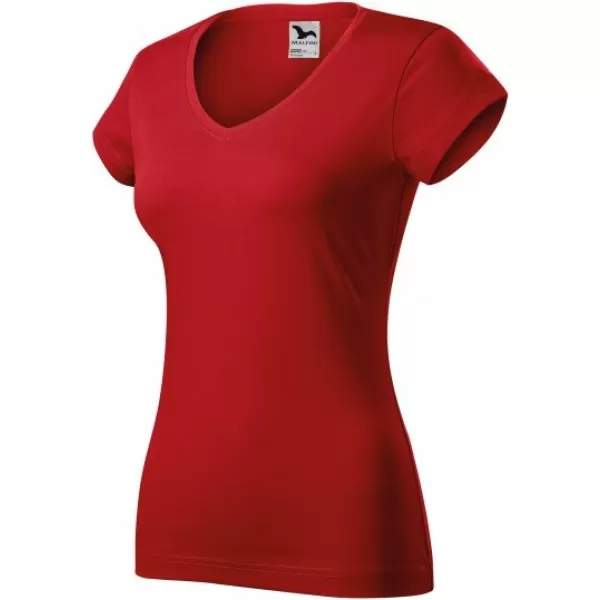  Női póló MALFINI FIT V-NECK 162 PIROS 
