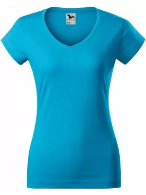 Női póló MALFINI FIT V-NECK 162 TÜRKIZ