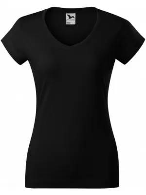 Női póló MALFINI FIT V-NECK 162 FEKETE