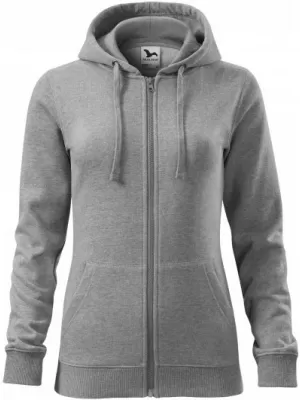 Női pulóver MALFINI TRENDY ZIPPER 411 SÖTÉTSZÜRKE KIEMELÉSEK