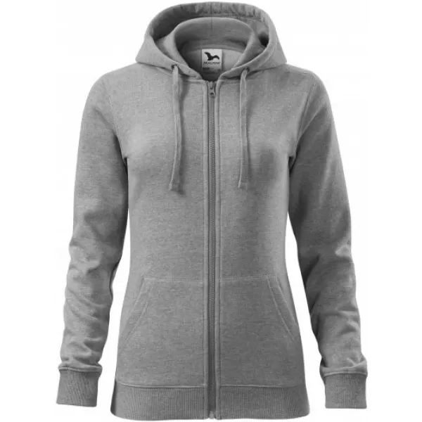  Női pulóver MALFINI TRENDY ZIPPER 411 SÖTÉTSZÜRKE KIEMELÉSEK 