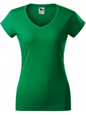 Női póló MALFINI FIT V-NECK 162 KÖZÉPZÖLD