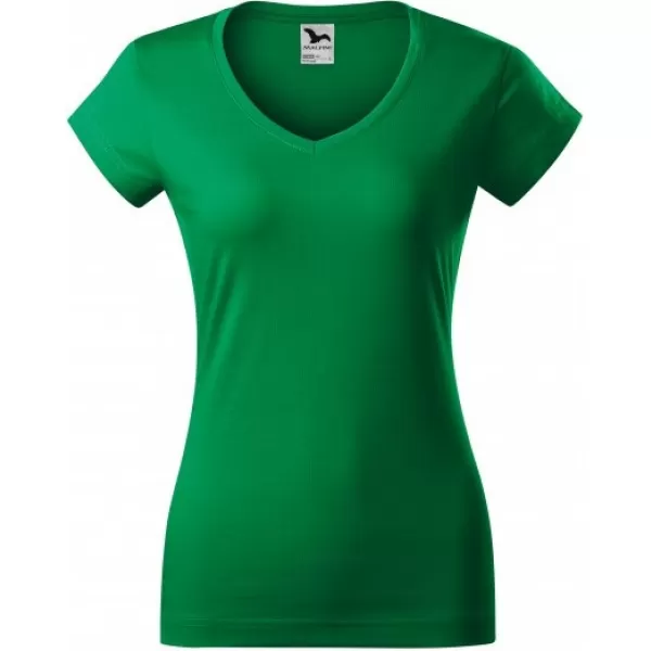  Női póló MALFINI FIT V-NECK 162 KÖZÉPZÖLD 
