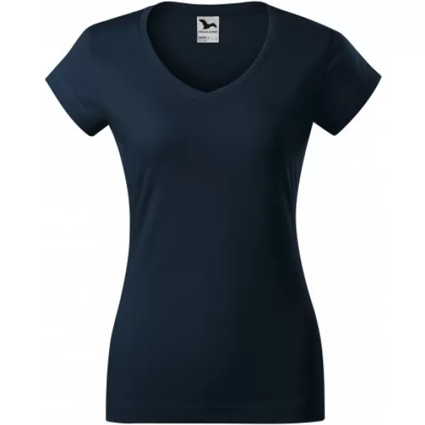  Női póló MALFINI FIT V-NECK 162 SÖTÉTKÉK 