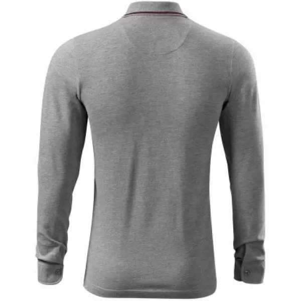  Férfi póló hosszú ujjal és gallérral MALFINI PREMIUM CONTRAST STRIPE LS 258 SÖTÉTSZÜRKE KIEMELÉSEK 