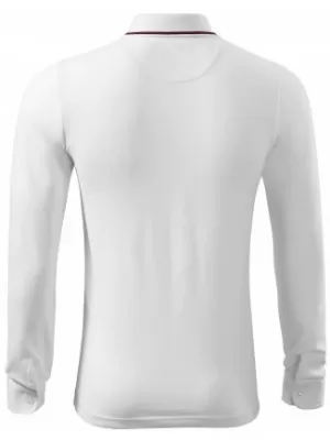 Férfi póló hosszú ujjal és gallérral MALFINI PREMIUM CONTRAST STRIPE LS 258 FEHÉR