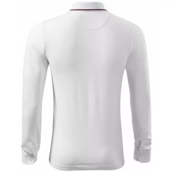  Férfi póló hosszú ujjal és gallérral MALFINI PREMIUM CONTRAST STRIPE LS 258 FEHÉR 