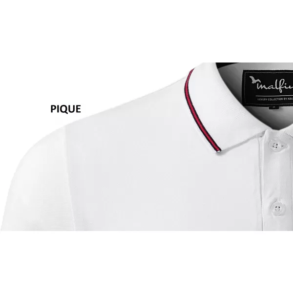  Férfi póló hosszú ujjal és gallérral MALFINI PREMIUM CONTRAST STRIPE LS 258 FEHÉR 